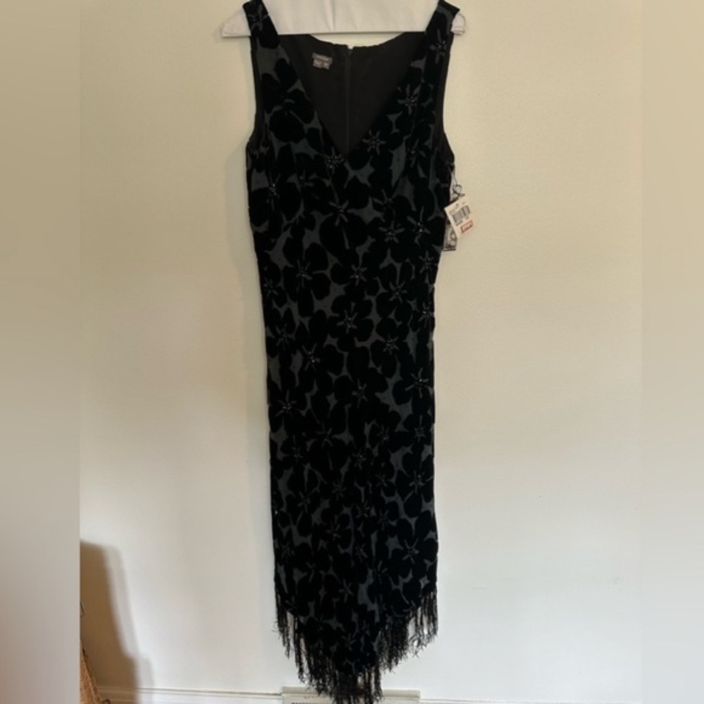 NWT - Muse Black Velvet and Sequins Midi Dress Gown Size 12